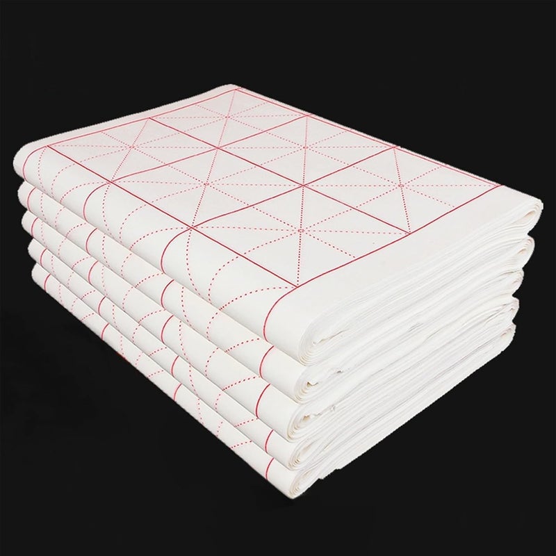 Flmouce Chinese Calligraphy Practice Paper with Grid, 100 Sheets, White Rice Paper for Brush Writing, Xuan Paper (White, Grid-10cm) - Image 1